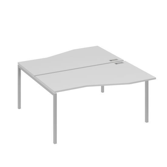 Станция со столами Техно эргономичными (2х160) каркас DUE серый / металлокаркас серый