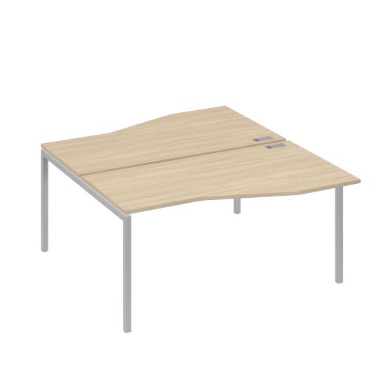 Станция со столами Техно эргономичными (2х160) каркас DUE дуб скандинавский / металлокаркас серый