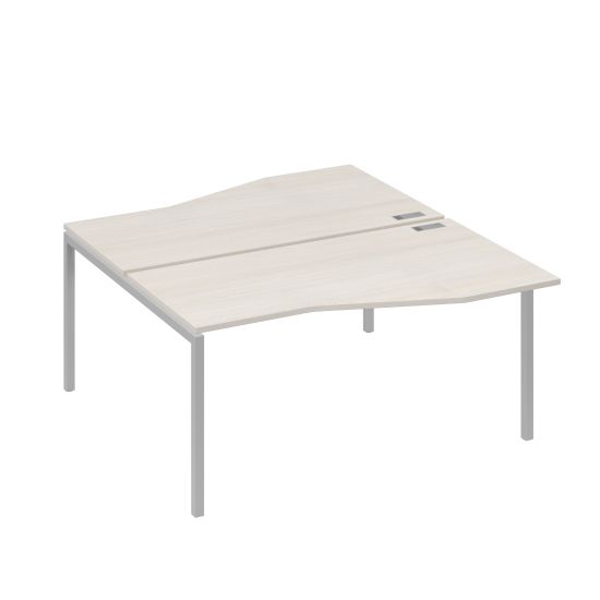 Станция со столами Техно эргономичными (2х160) каркас DUE дуб / металлокаркас серый