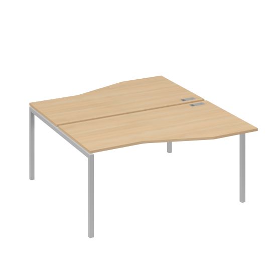 Станция со столами Техно эргономичными (2х160) каркас DUE натуральный дуб / металлокаркас серый