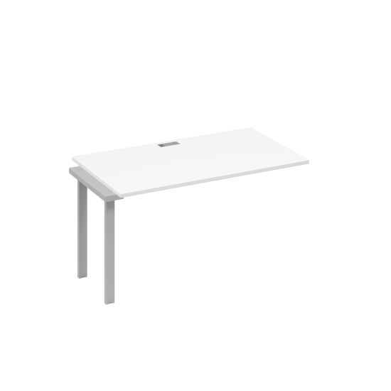 Секция стола 140 для рабочей станции с опорами UNO белый премиум / металлокаркас серый