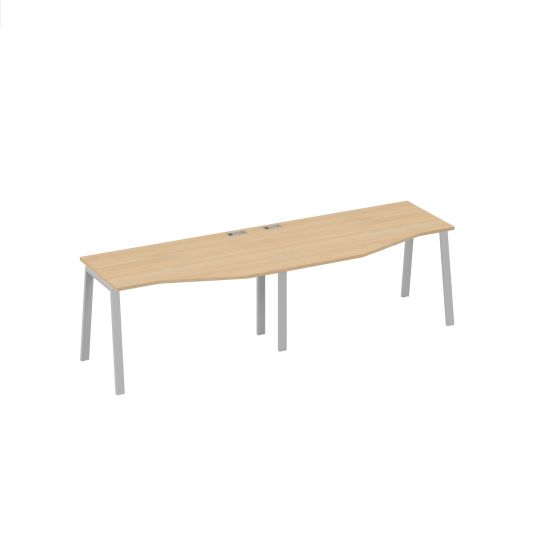 Рабочая станция (2х140) столы Техно на опорах TRE натуральный дуб / металлокаркас серый