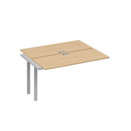 Секция стола рабочей станции на металлокаркасе UNO (2х140) натуральный дуб / металлокаркас серый