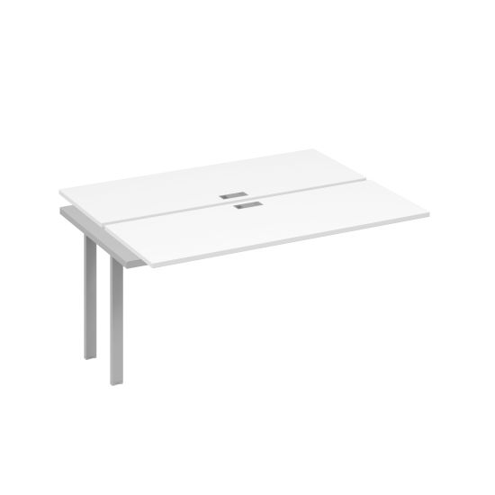 Секция стола рабочей станции на металлокаркасе UNO (2х160) белый премиум / металлокаркас серый