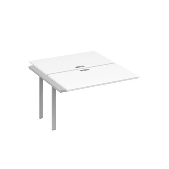 Секция рабочей станции на металлокаркасе UNO (2х120) белый премиум / металлокаркас серый
