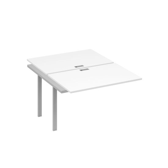 Секция стола станции на каркасе UNO 2х120 белый премиум / металлокаркас серый