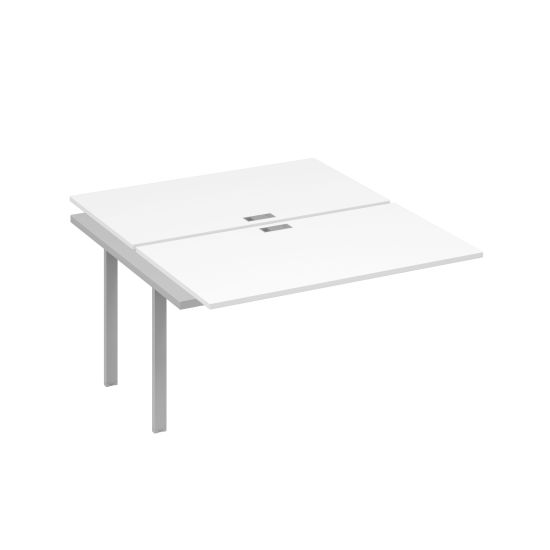 Секция стола рабочей станции 2х140 на каркасе UNO белый премиум / металлокаркас серый