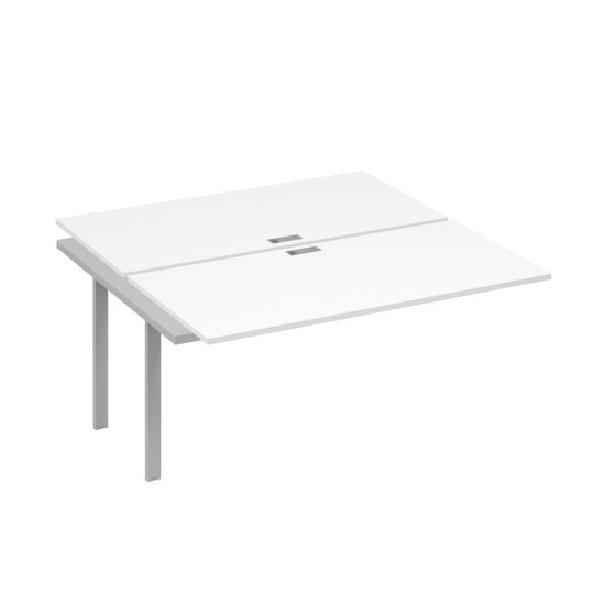 Секция стола рабочей станции 2х160 с металлокаркасом UNO белый премиум / металлокаркас серый