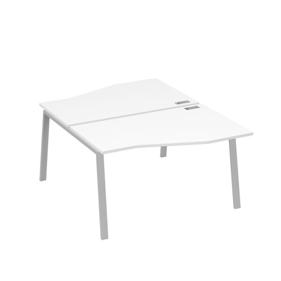 Рабочая станция столы Техно (2х140) каркас TRE белый премиум / металлокаркас серый