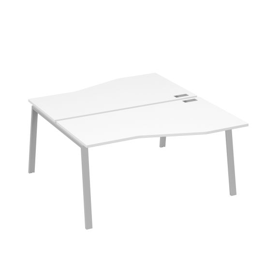 Рабочая станция (2х160) столы Техно на опорах TRE белый премиум / металлокаркас серый