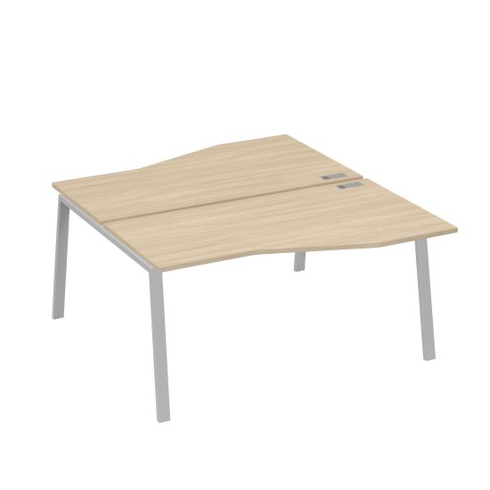 Рабочая станция (2х160) столы Техно на опорах TRE дуб скандинавский / металлокаркас серый