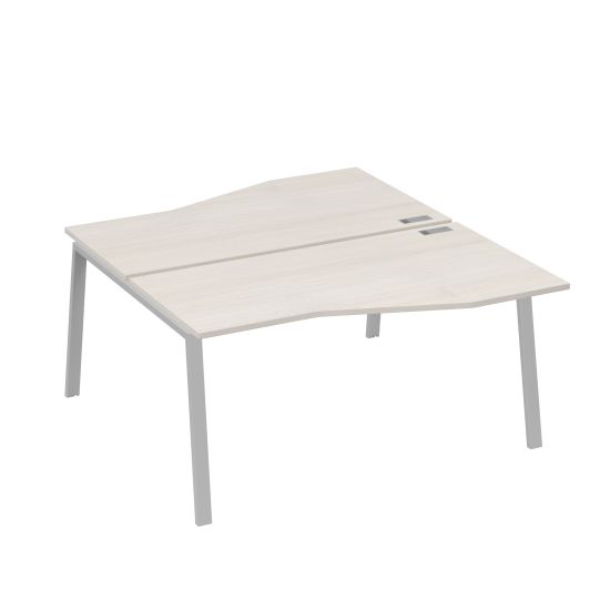 Рабочая станция (2х160) столы Техно на опорах TRE дуб / металлокаркас серый