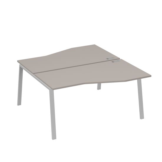 Рабочая станция (2х160) столы Техно на опорах TRE мокко премиум / металлокаркас серый