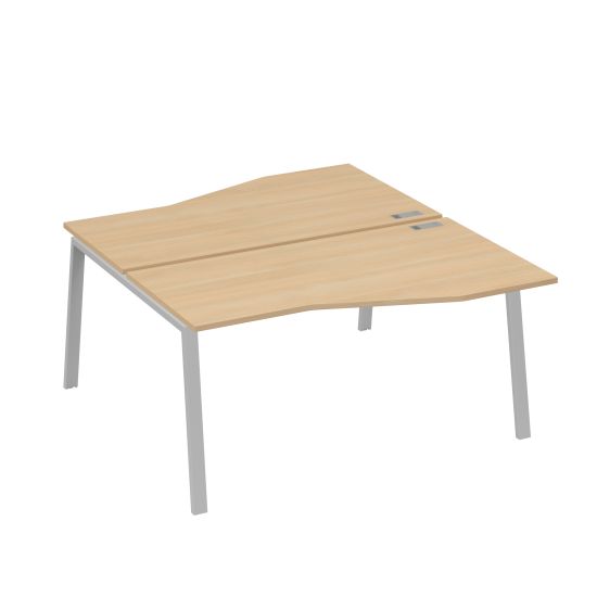 Рабочая станция (2х160) столы Техно на опорах TRE натуральный дуб / металлокаркас серый