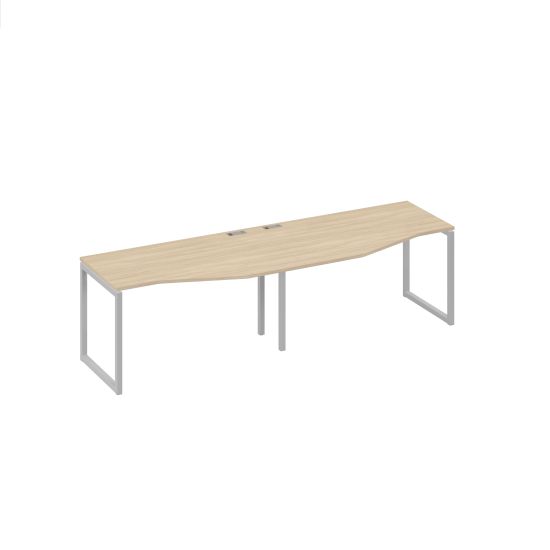 Рабочая станция столы (2х140) Техно эргономичные каркас QUATTRO дуб скандинавский / металлокаркас серый