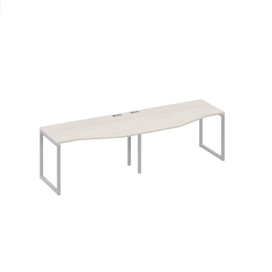 Рабочая станция столы (2х140) Техно эргономичные каркас QUATTRO дуб / металлокаркас серый