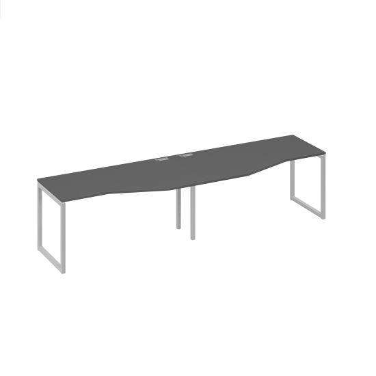 Рабочая станция со столами Техно (2х160) на каркасе QUATTRO антрацит премиум / металлокаркас серый