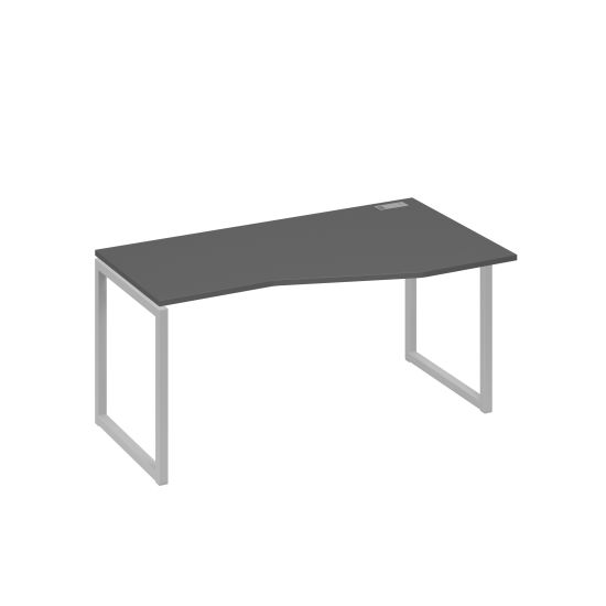 Стол на металлокаркасе QUATTRO эргономичный правый Техно антрацит премиум / металлокаркас серый