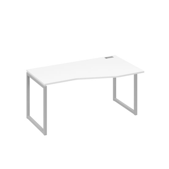 Стол на металлокаркасе QUATTRO эргономичный правый Техно белый премиум / металлокаркас серый