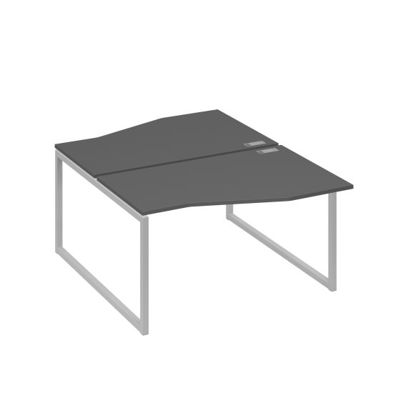 Рабочая станция столы (2х140) Техно каркас QUATTRO антрацит премиум / металлокаркас серый
