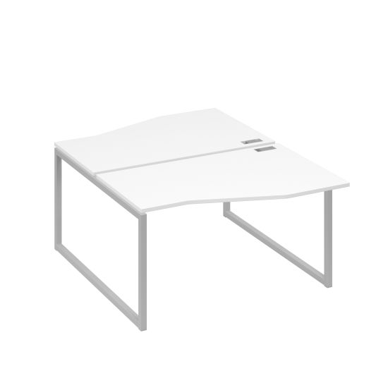 Рабочая станция столы (2х140) Техно каркас QUATTRO белый премиум / металлокаркас серый
