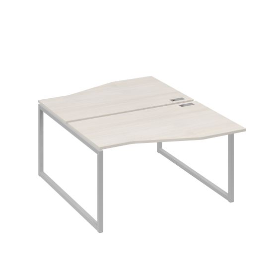 Рабочая станция столы (2х140) Техно каркас QUATTRO дуб / металлокаркас серый