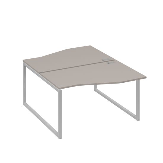Рабочая станция столы (2х140) Техно каркас QUATTRO мокко премиум / металлокаркас серый