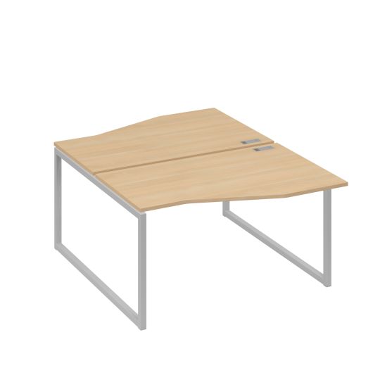Рабочая станция столы (2х140) Техно каркас QUATTRO натуральный дуб / металлокаркас серый