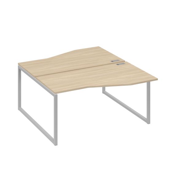 Станция каркас QUATTRO столы 2х160 Техно эргономичные дуб скандинавский / металлокаркас серый
