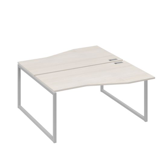 Станция каркас QUATTRO столы 2х160 Техно эргономичные дуб / металлокаркас серый