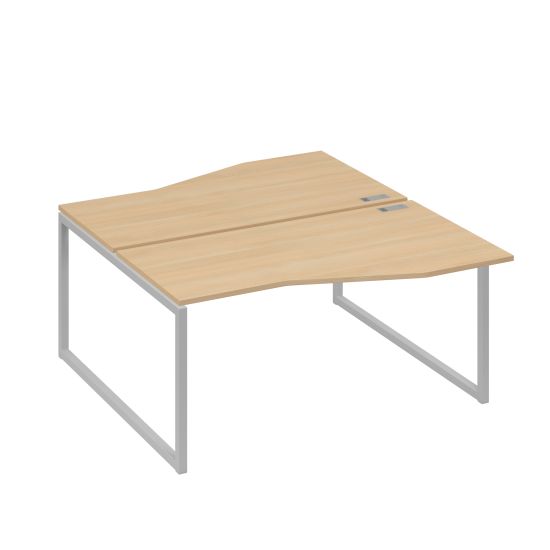 Станция каркас QUATTRO столы 2х160 Техно эргономичные натуральный дуб / металлокаркас серый