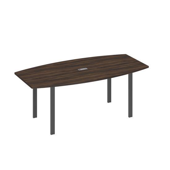 Стол 200x100 для переговоров фигурный на опорах UNO дуб ристретто/ металлокаркас антрацит