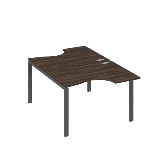 Рабочая станция столы (2х120) эргономичные Классика опоры UNO дуб ристретто/ металлокаркас антрацит