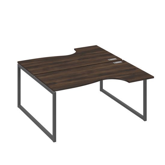 Рабочая станция (2х160) столы Классика опоры QUATTRO дуб ристретто/ металлокаркас антрацит