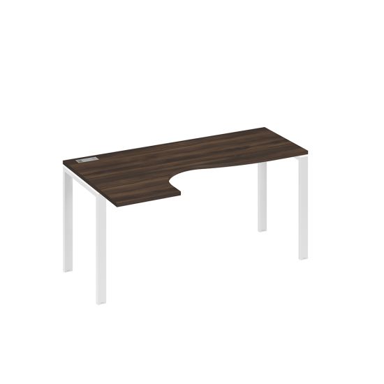 Стол эргономичный Классика на металлокаркасе UNO левый дуб ристретто/ металлокаркас белый