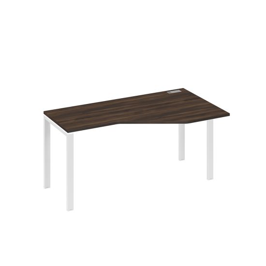 Стол Техно на металлокаркасе UNO эргономичный правый дуб ристретто/ металлокаркас белый