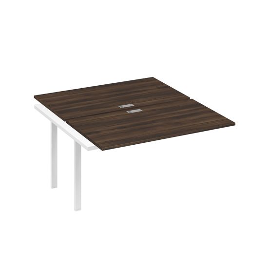Секция стола рабочей станции 2х140 на каркасе UNO дуб ристретто/ металлокаркас белый