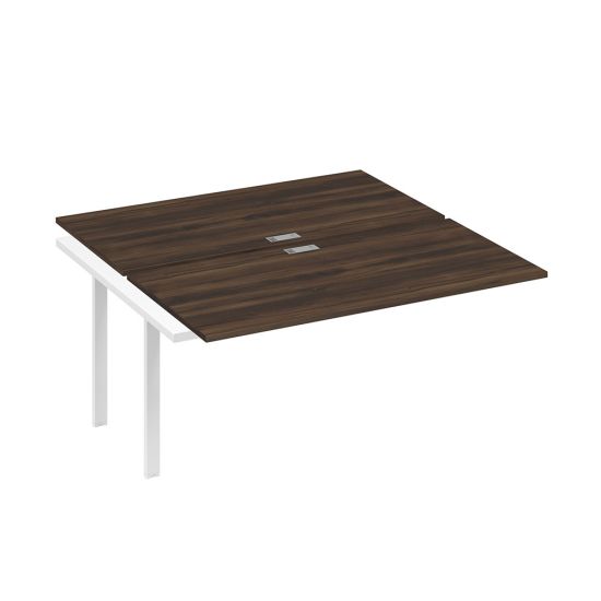 Секция стола рабочей станции 2х160 с металлокаркасом UNO дуб ристретто/ металлокаркас белый