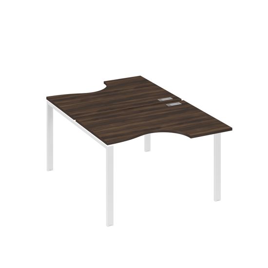 Рабочая станция столы (2х120) эргономичные Классика опоры UNO дуб ристретто/ металлокаркас белый
