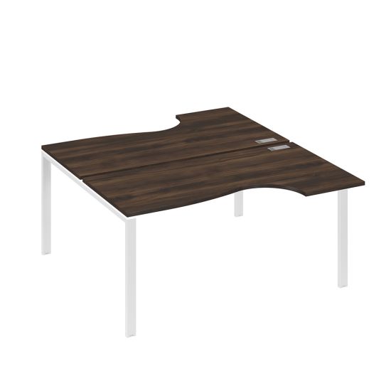 Станция на каркасе UNO (2х160) столы Классика дуб ристретто/ металлокаркас белый