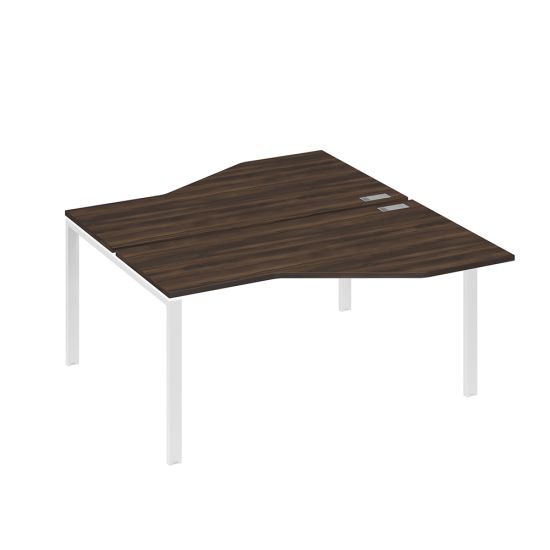 Рабочая станция со столами (2х160) Техно на каркасе UNO дуб ристретто/ металлокаркас белый