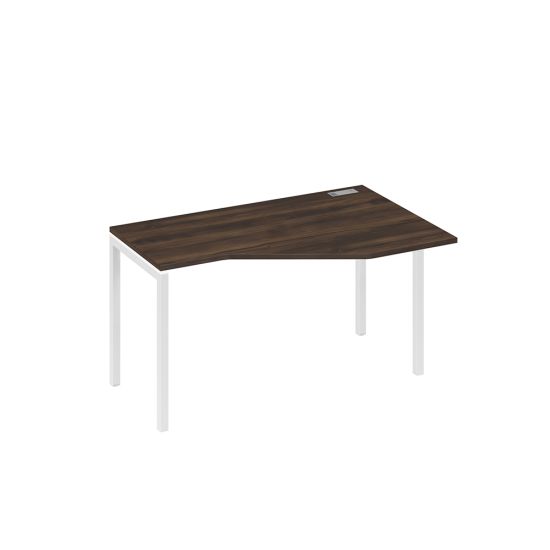 Стол Техно эргономичный на металлокаркасе DUE правый дуб ристретто/ металлокаркас белый