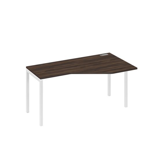 Стол Техно на каркасе DUE эргономичный правый дуб ристретто/ металлокаркас белый