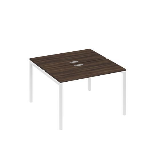 Рабочая станция с опорами DUE (2х120) дуб ристретто/ металлокаркас белый