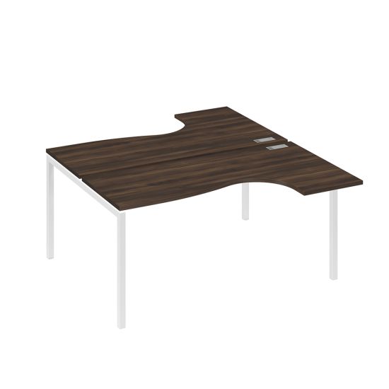 Рабочая станция каркас DUE (2х160) столы Классика дуб ристретто/ металлокаркас белый