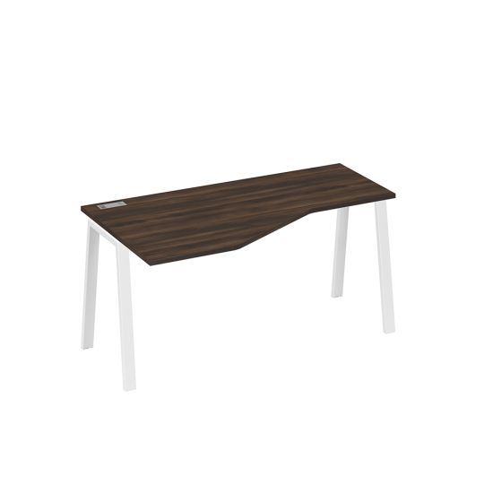 Стол левый Техно на металлокаркасе TRE эргономичный дуб ристретто/ металлокаркас белый