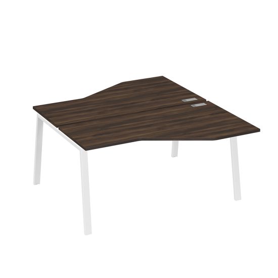 Рабочая станция каркас TRE столы (2х160) эргономичные Техно дуб ристретто/ металлокаркас белый