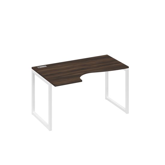 Стол Классика левый на металлокаркасе QUATTRO эргономичный дуб ристретто/ металлокаркас белый