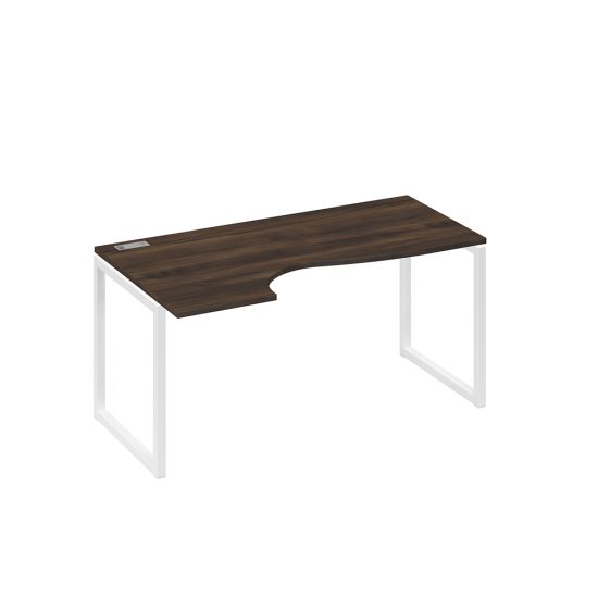 Стол эргономичный левый Классика на металлокаркасе QUATTRO дуб ристретто/ металлокаркас белый