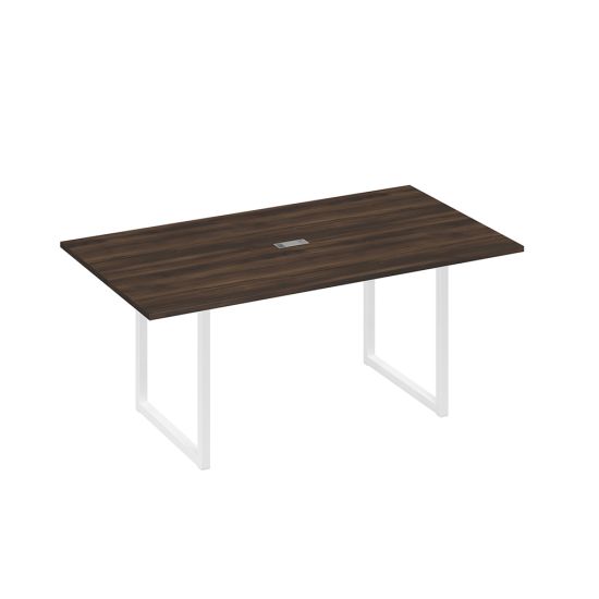 Стол 180 с опорами QUATTRO переговорный дуб ристретто/ металлокаркас белый